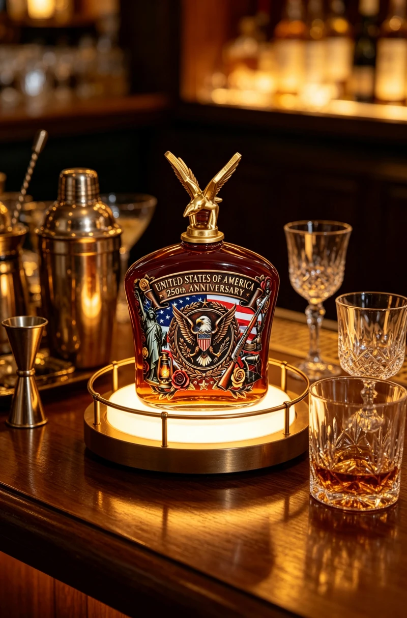 Vintage Collectible Liquor Bottles - 빈티지 스타일의 미국 자유의 독수리 디자인