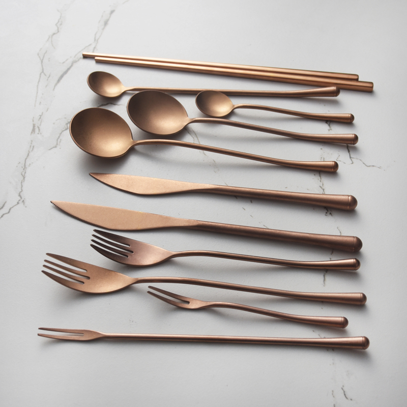 Vintage Collectible Spoons - 304 스테인레스 스틸 로즈 골드 나이프와