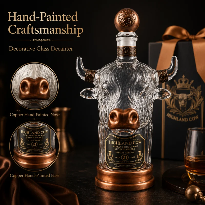 Vintage Collectible Liquor Bottles - 참신한 하이랜드 소 모양 유리 위스키