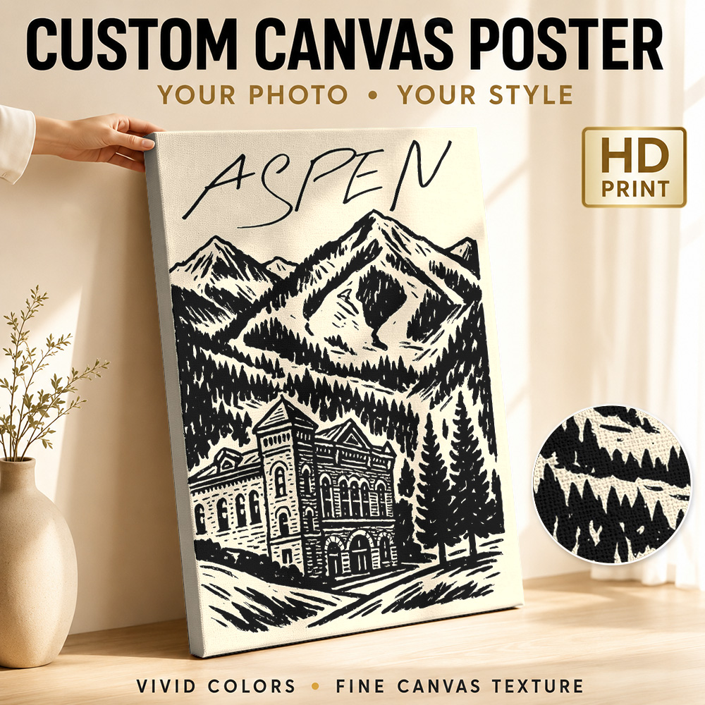 Vintage Collectible Posters - 아스펜 빈티지 스키 캔버스 프린트 포스터,