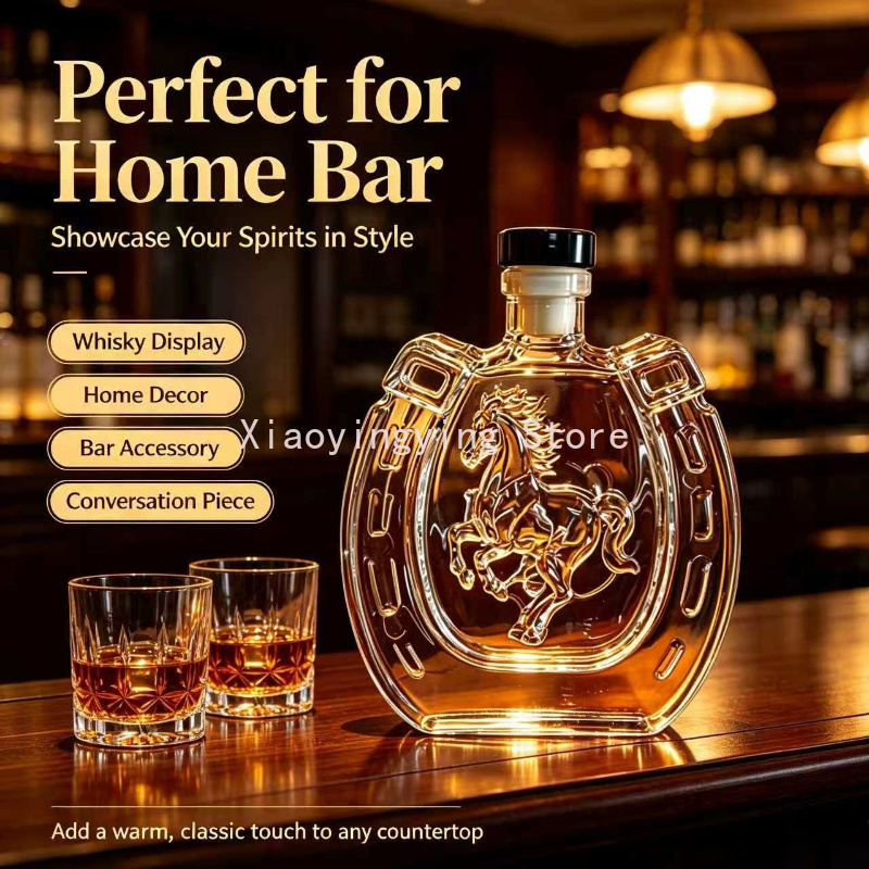 Vintage Collectible Liquor Bottles - 빈티지 말 무늬 유리 와인 디캔터,