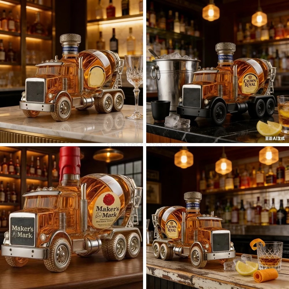 Vintage Collectible Liquor Bottles - 빈티지 트럭 모양 유리 위스키 디캔터