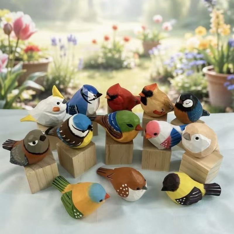 귀여운 수공예 나무 새 조각상, 화려한 수작업 페인팅, - Vintage Collectibles Store 리뷰 및 가격