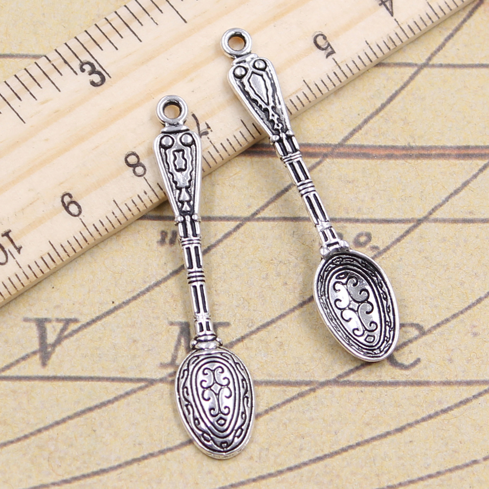 20pcs 매력 패턴 스푼 48x10mm 골동품 실버  - Vintage Collectible Spoons 리뷰 및 가격