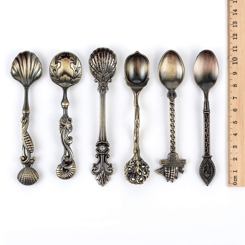 MR 5Pcs 빈티지 로얄 스타일 청동 조각 된 작은  - Vintage Collectible Spoons 리뷰 및 가격